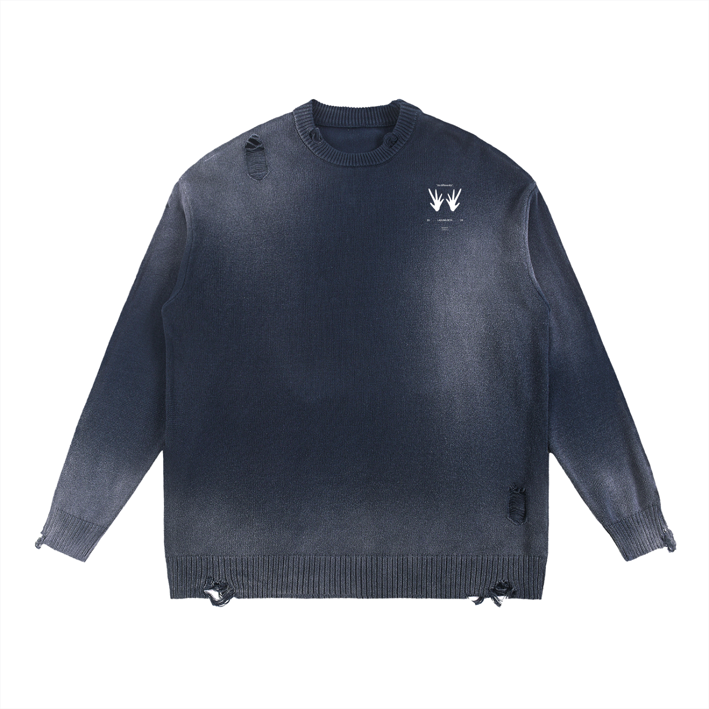 Unisex SZN2 Sun Fade Distressed Ripped Crewneck sweater