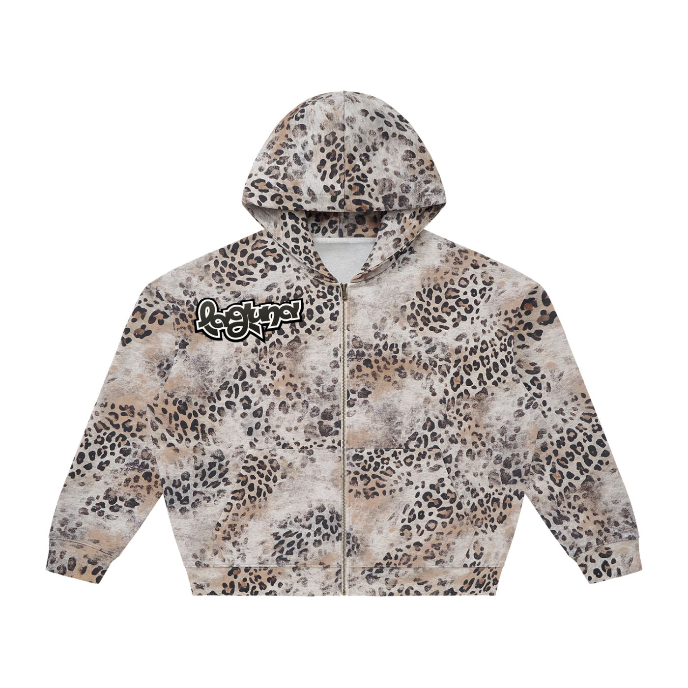 SZN2 Unisex Vintage Wash Leopard Full Zip Hoodie