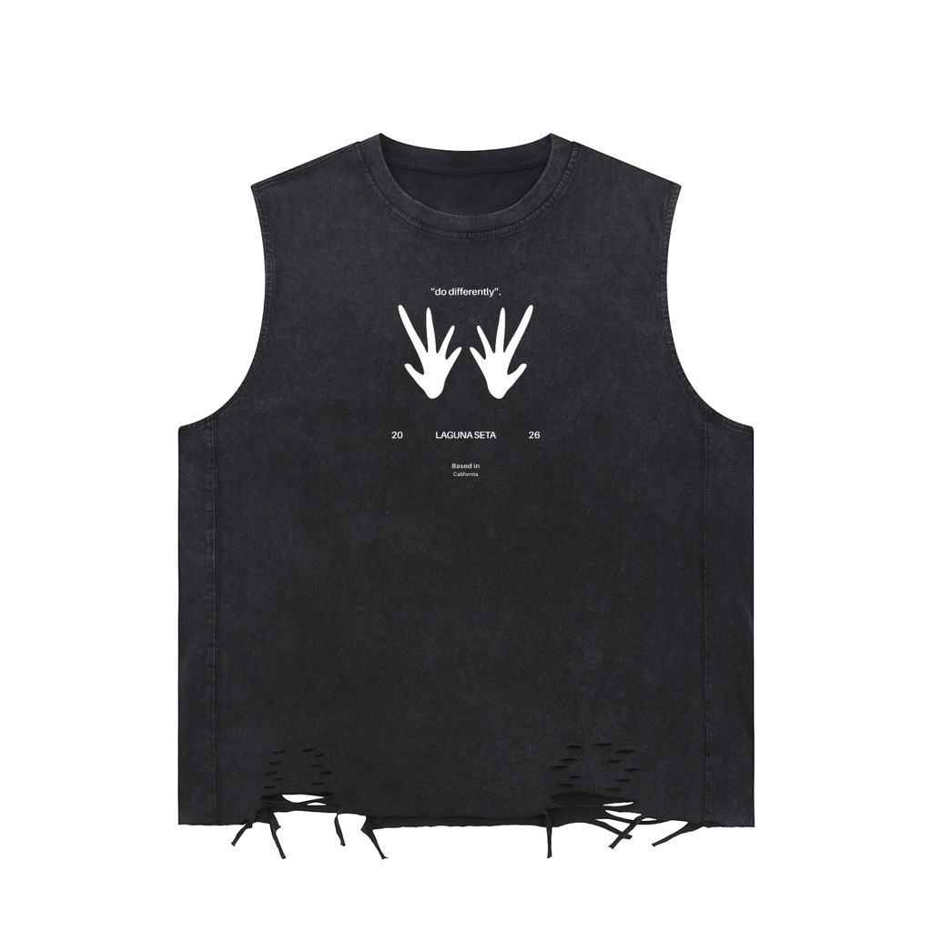 Unisex Snow Washed SZN2 Raw-Hem Tank Top