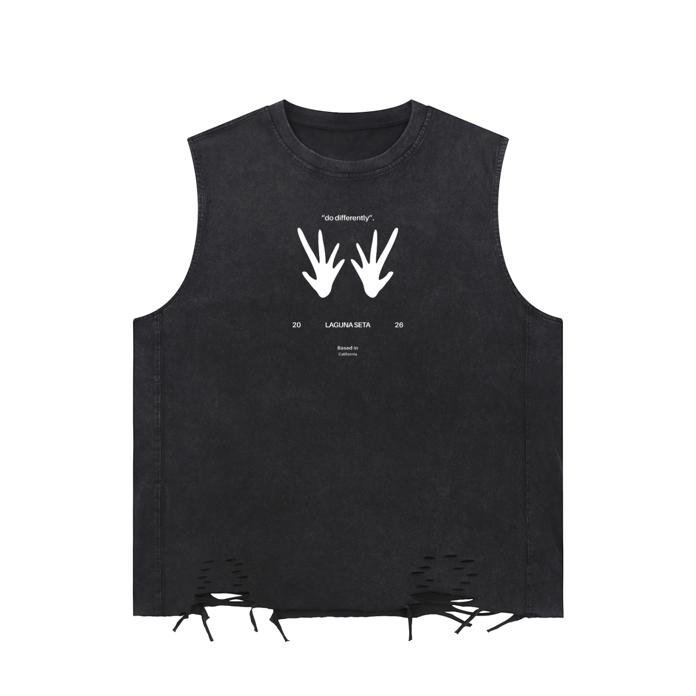 Unisex Snow Washed SZN2 Raw-Hem Tank Top