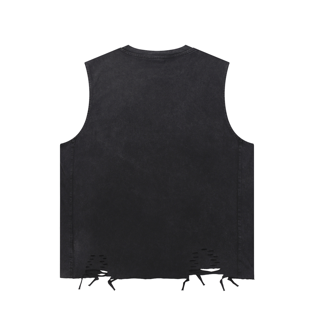 Unisex Snow Washed SZN2 Raw-Hem Tank Top
