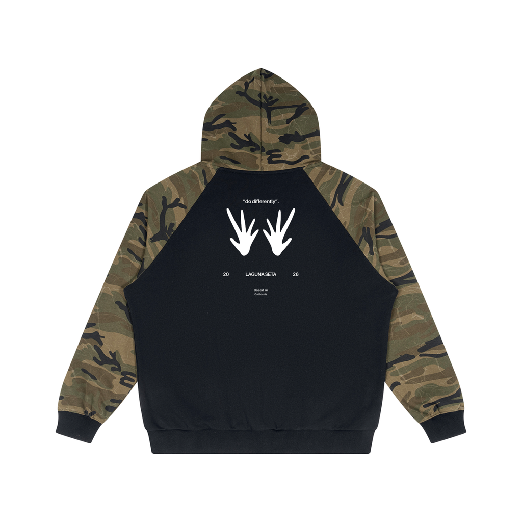 Unisex SZN2 Camo-Splice Raglan Zip Hoodie