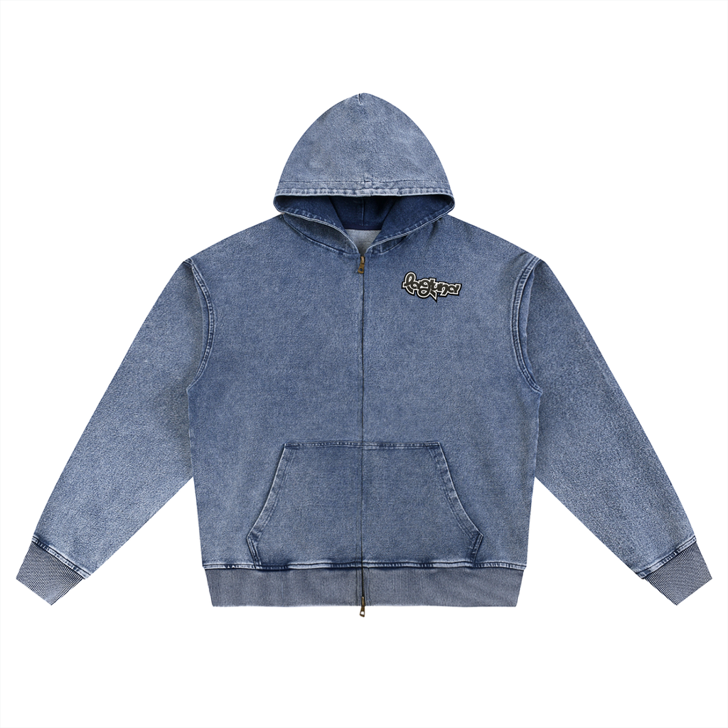 Unisex SZN2 Snow Wash Oversized Zip-Up Hoodie