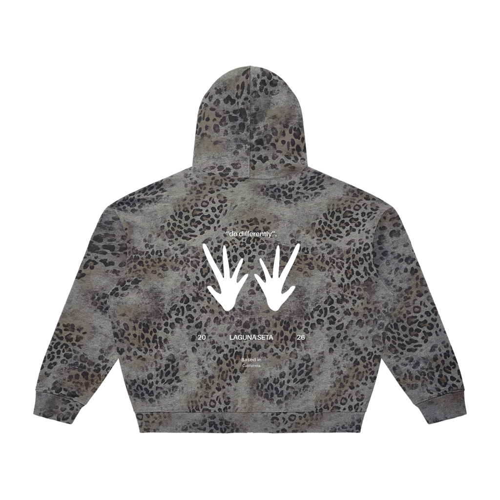 SZN2 Unisex Vintage Wash Leopard Full Zip Hoodie