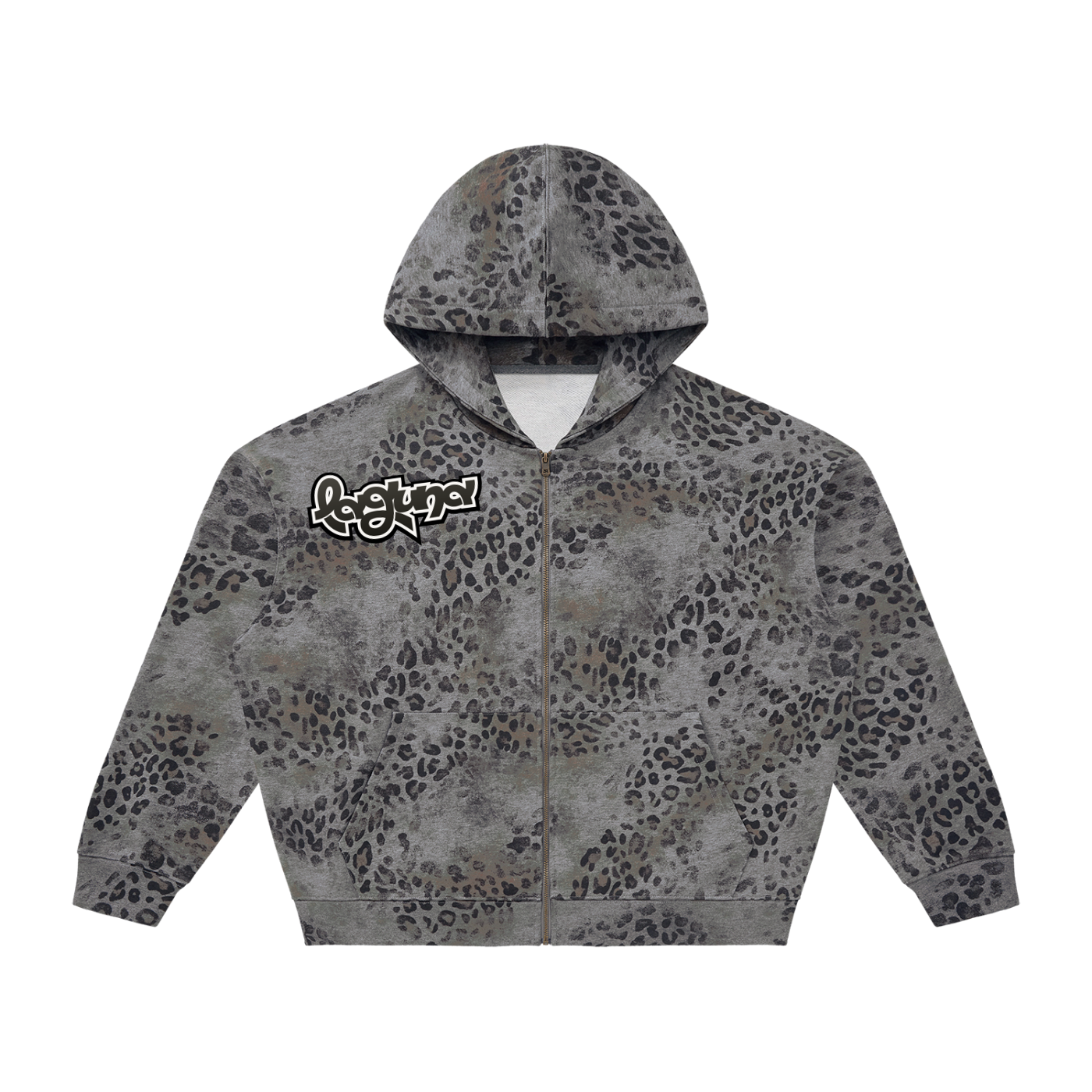 SZN2 Unisex Vintage Wash Leopard Full Zip Hoodie