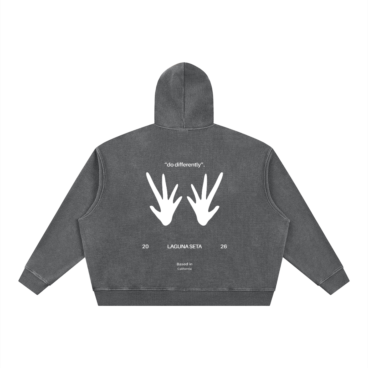 Unisex Vintage Wash SZN2 Boxy Waffle Zip up Hoodie