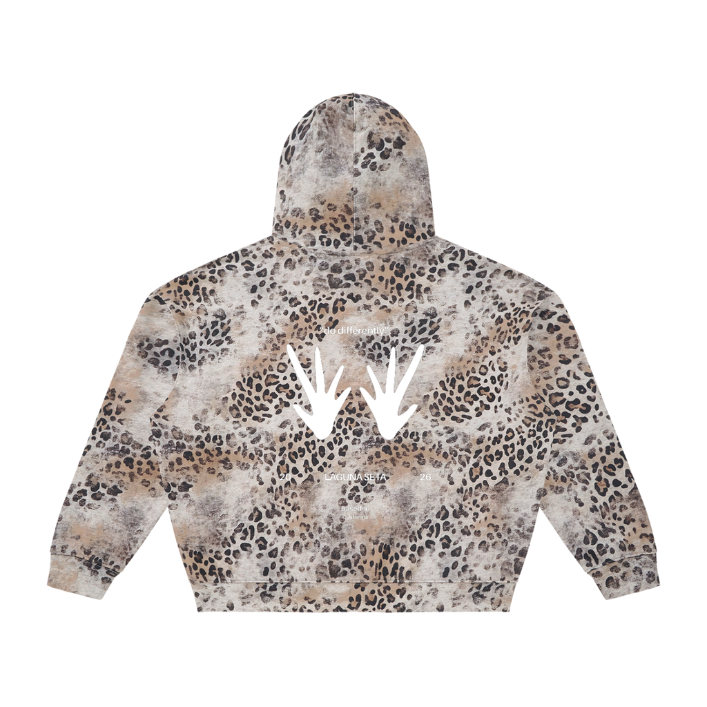 SZN2 Unisex Vintage Wash Leopard Full Zip Hoodie