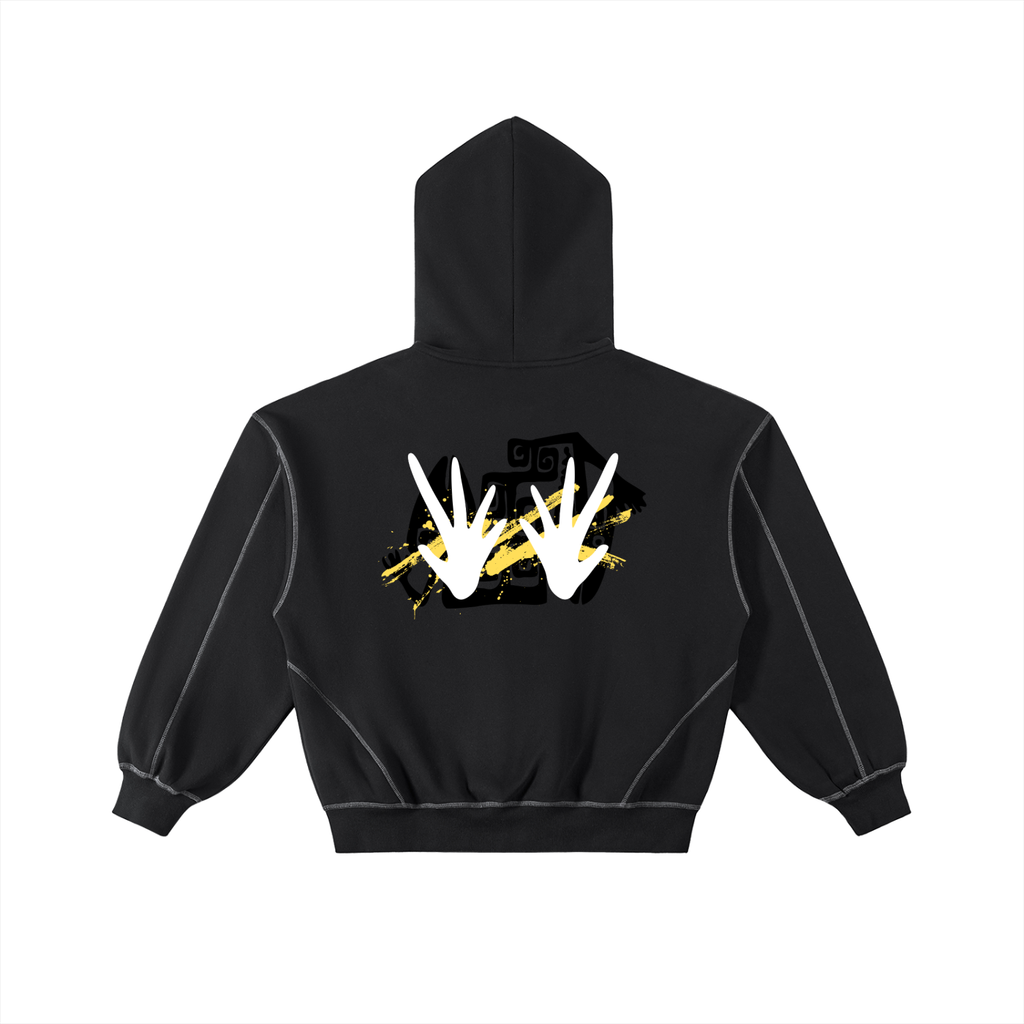 SZN2 Unisex Contrast-Stitched Boxy Fleece Zip Hoodie