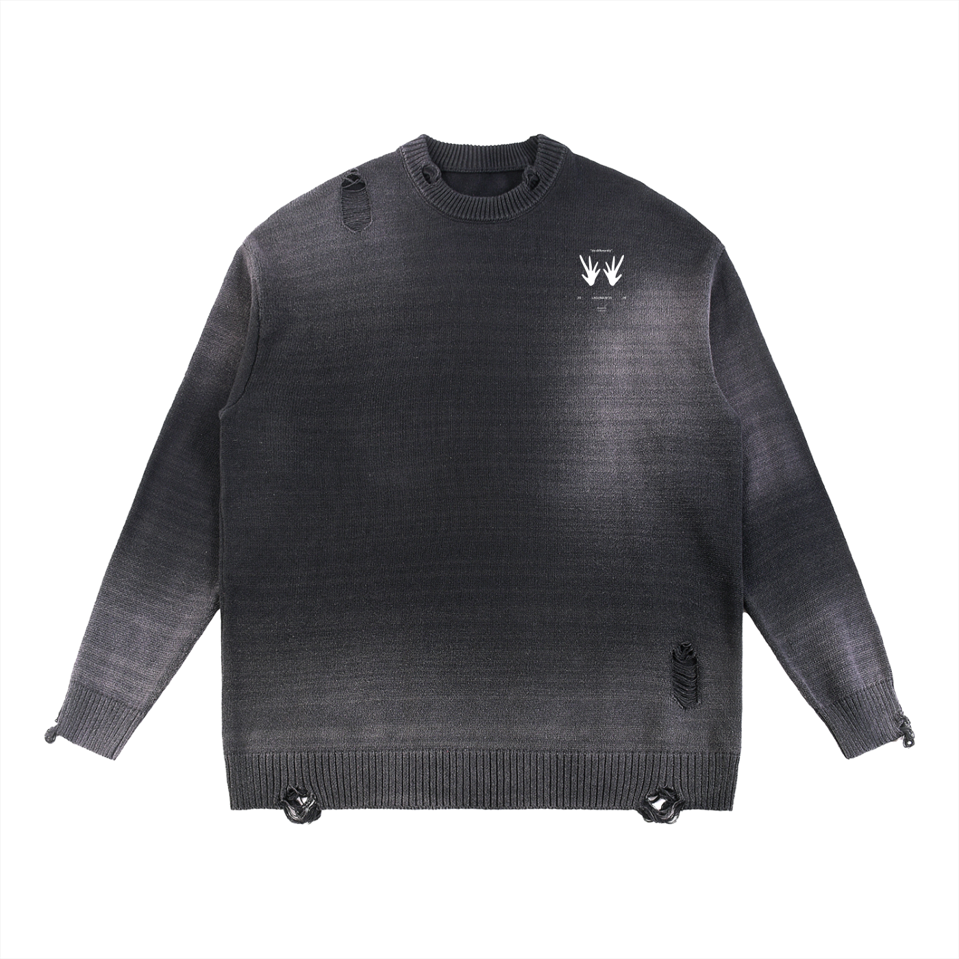 Unisex SZN2 Sun Fade Distressed Ripped Crewneck sweater